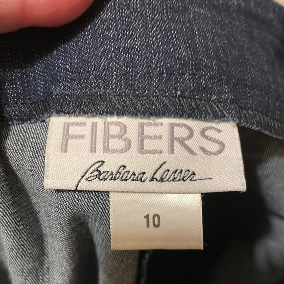 Fibers by Barbara Lesser Flat Front Straight Leg jean in dark wash. Size 10. EUC - Picture 2 of 6